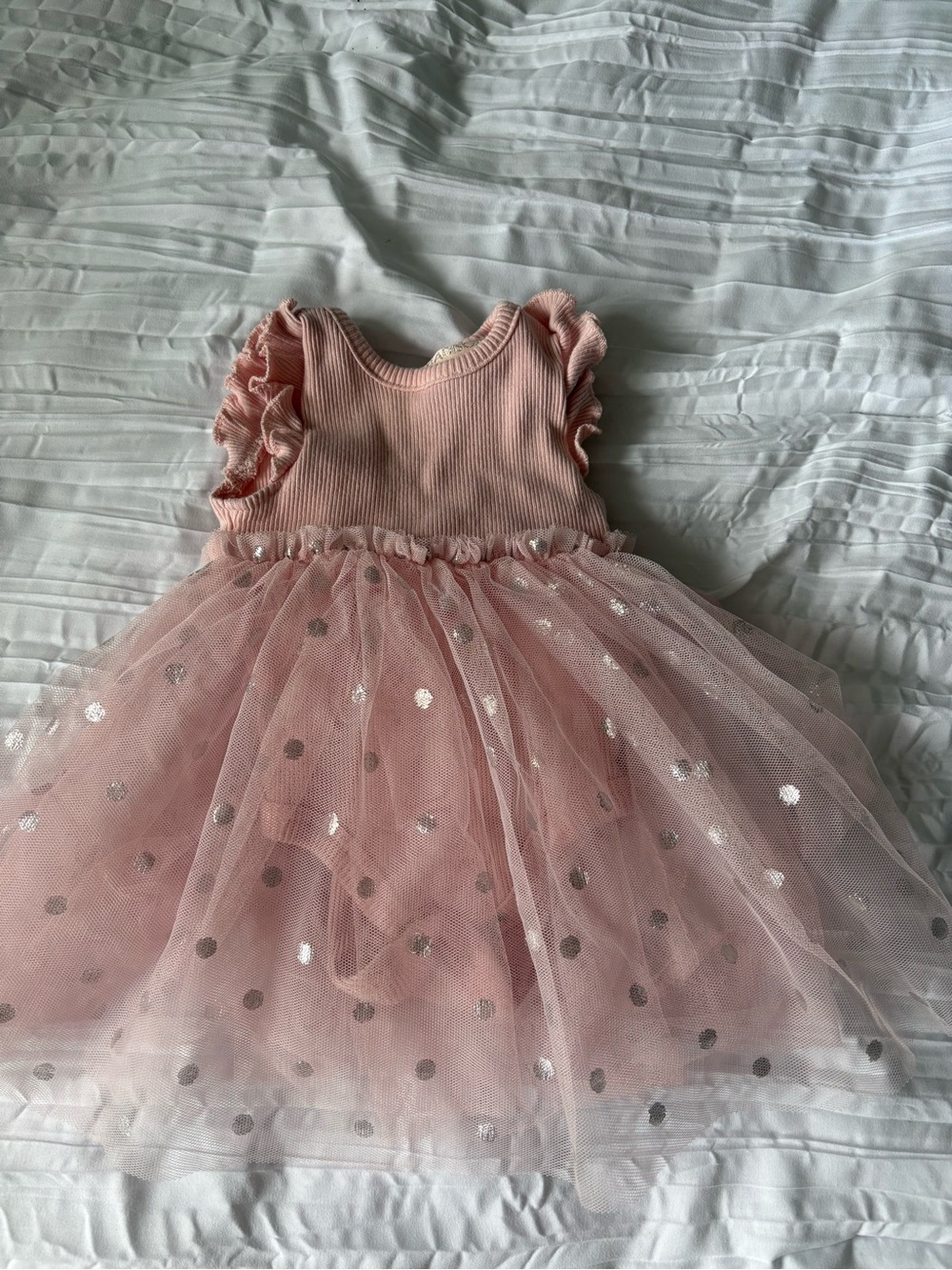 Madison Rose Pink Tulle Polka Dot One-Piece